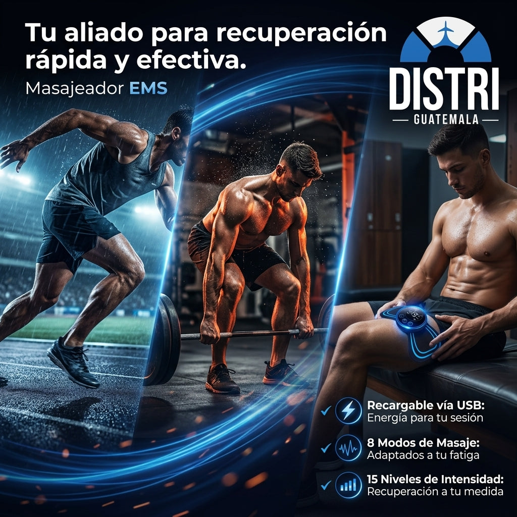 “Masajeador EMS Recargable – Relaja y Tonifica Tecnología EMS para músculos fuertes y relajados .8 modos, 15 intensidades”