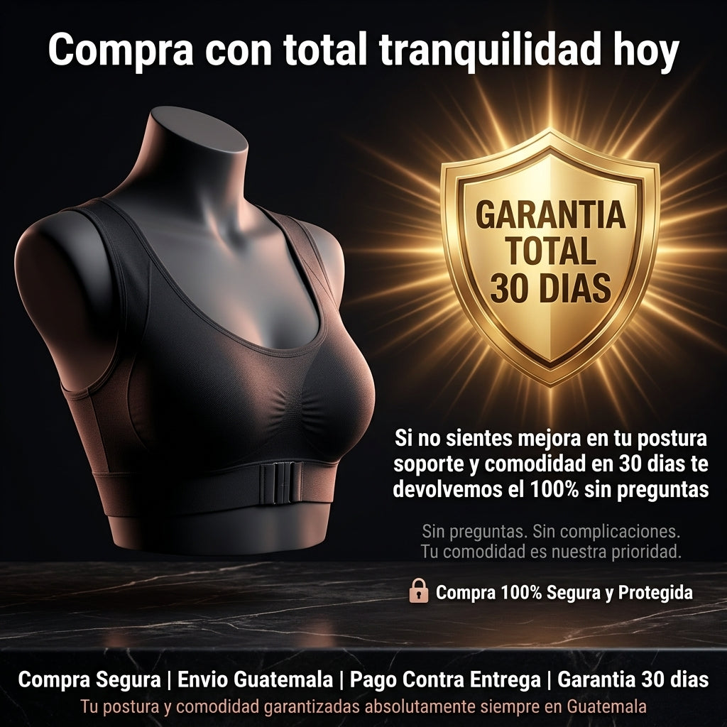 Brasier Corrector de Postura Negro |  Soporte Total Espalda y Comodidad |  Sin Aros Invisible Bajo Ropa |  Talla L | Envio Express Guatemala