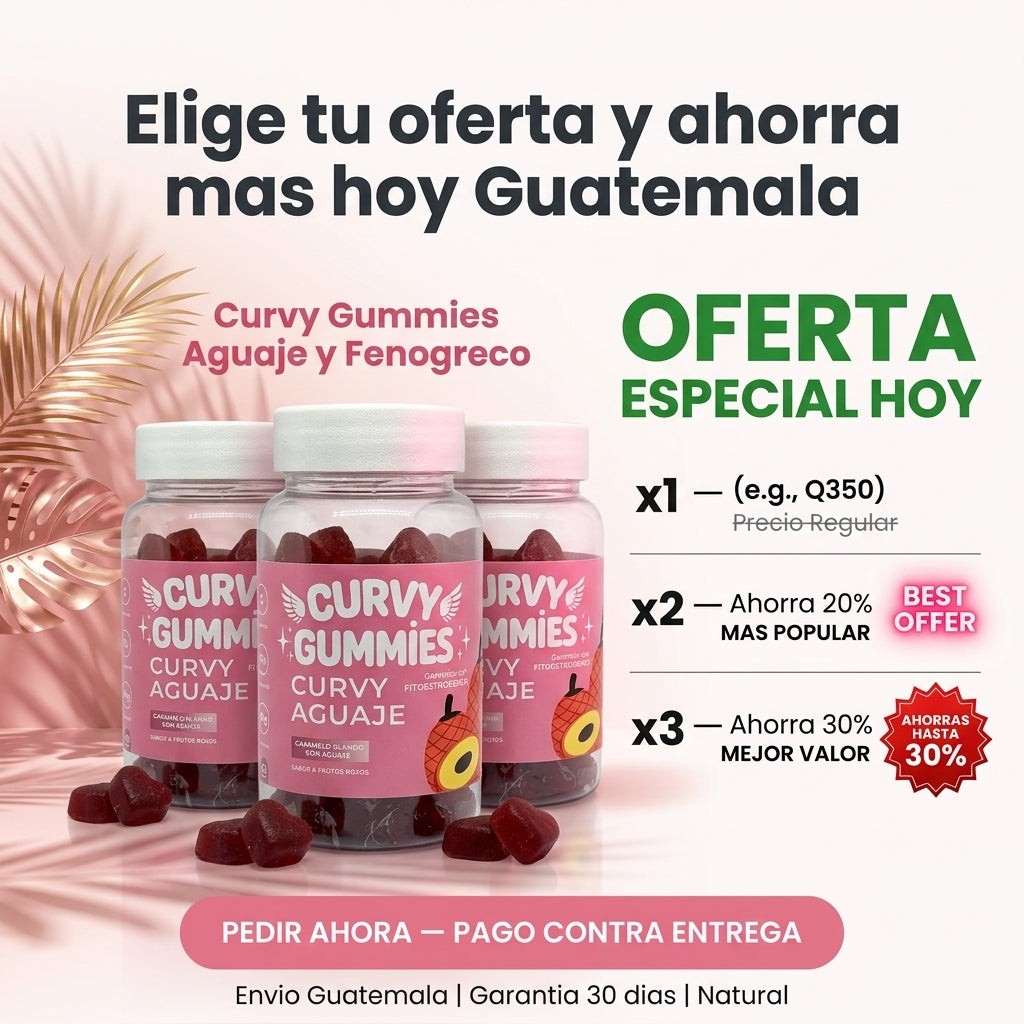 Curvy Gummies Aguaje y Fenogreco 60  Gomitas | Curvas Naturales Sin Hormonas  | Fitoestrógenos Naturales | Envio  Express Guatemala