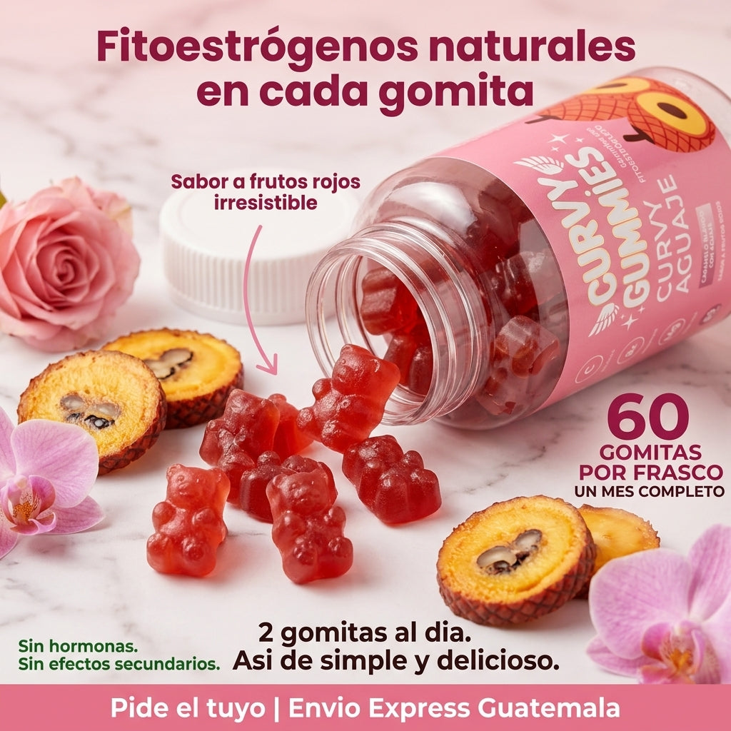 Curvy Gummies Aguaje y Fenogreco 60  Gomitas | Curvas Naturales Sin Hormonas  | Fitoestrógenos Naturales | Envio  Express Guatemala