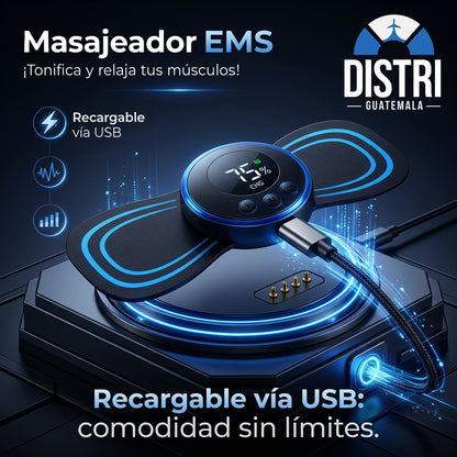 “Masajeador EMS Recargable – Relaja y Tonifica Tecnología EMS para músculos fuertes y relajados .8 modos, 15 intensidades”