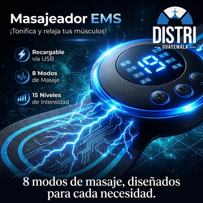 “Masajeador EMS Recargable – Relaja y Tonifica Tecnología EMS para músculos fuertes y relajados .8 modos, 15 intensidades”
