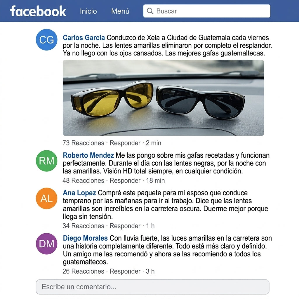 Gafas HD Vision Polarizadas Pack 2 Pares |  Vision Clara de Dia y de Noche al Manejar |  Filtran Deslumbramiento Nocturno |  Envio Express Guatemala