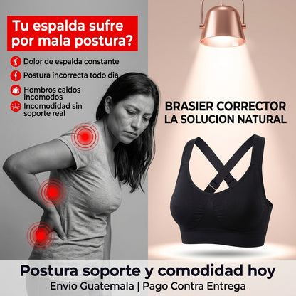 Brasier Corrector de Postura Negro |  Soporte Total Espalda y Comodidad |  Sin Aros Invisible Bajo Ropa |  Talla L | Envio Express Guatemala