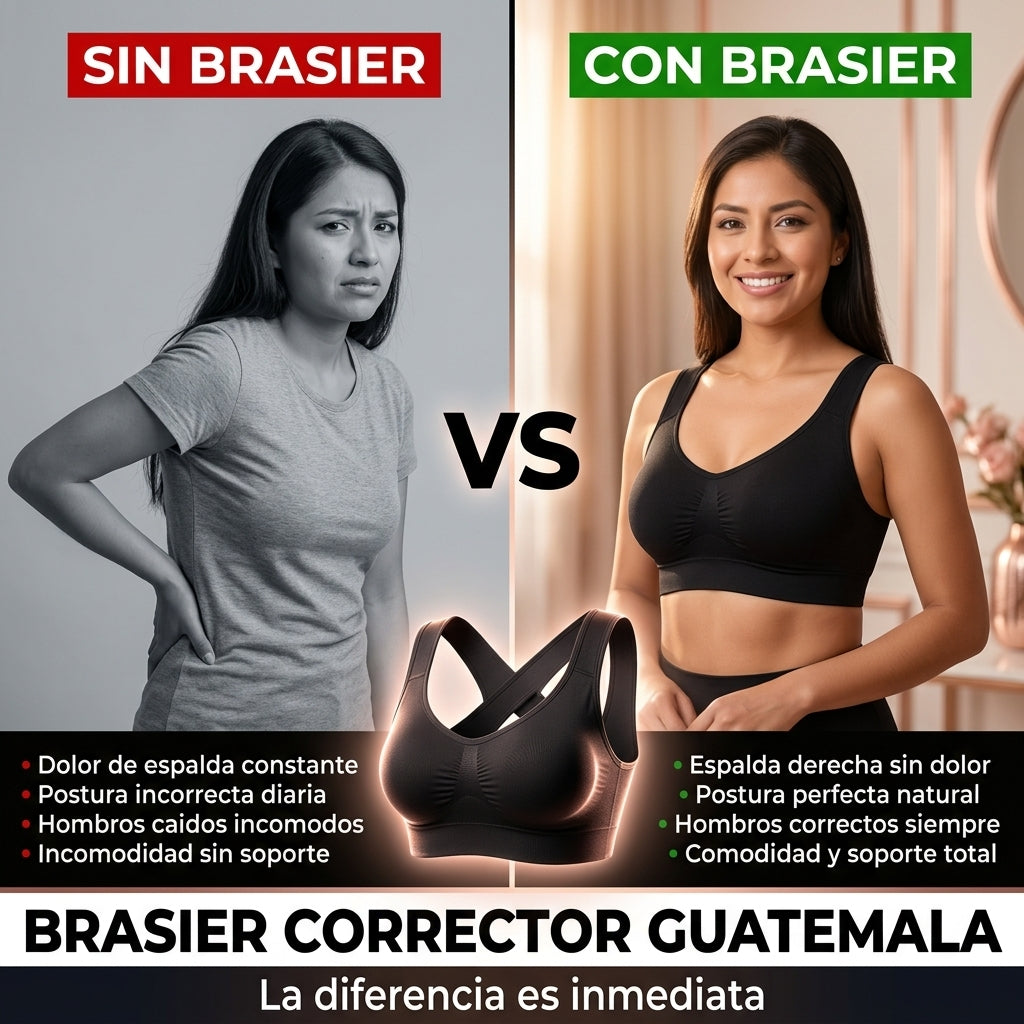 Brasier Corrector de Postura Negro |  Soporte Total Espalda y Comodidad |  Sin Aros Invisible Bajo Ropa |  Talla L | Envio Express Guatemala