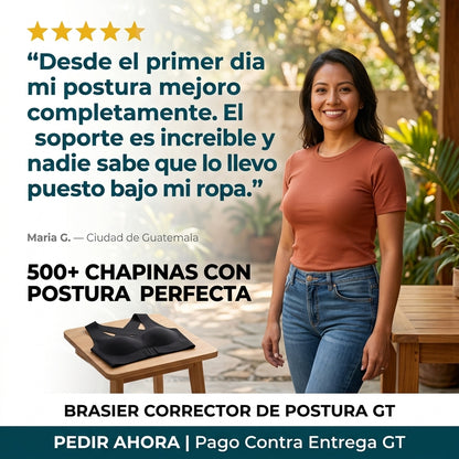 Brasier Corrector de Postura Negro |  Soporte Total Espalda y Comodidad |  Sin Aros Invisible Bajo Ropa |  Talla L | Envio Express Guatemala