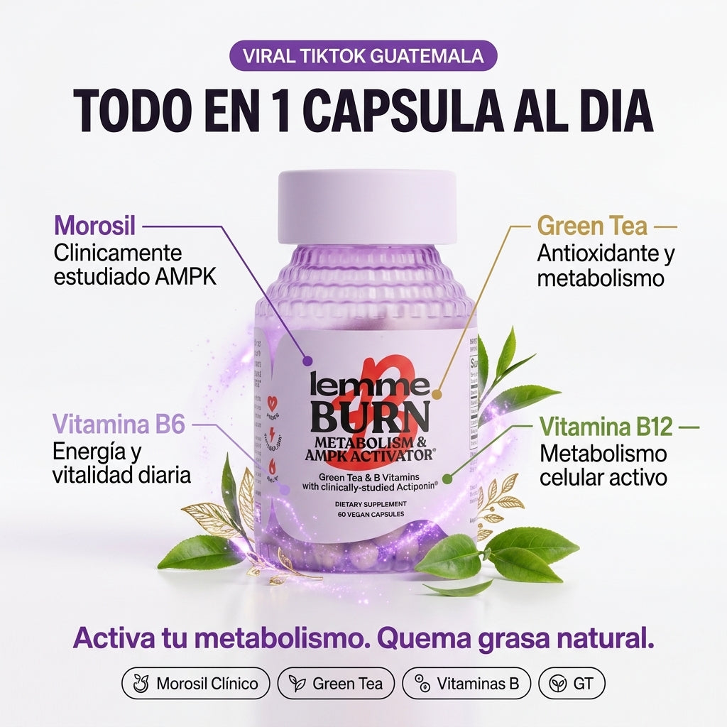 Lemme Burn Metabolism AMPK Activator  60 Capsulas | Activa tu Metabolismo  Naturalmente | Morosil Green Tea  Vitaminas B | Envio Express Guatemala