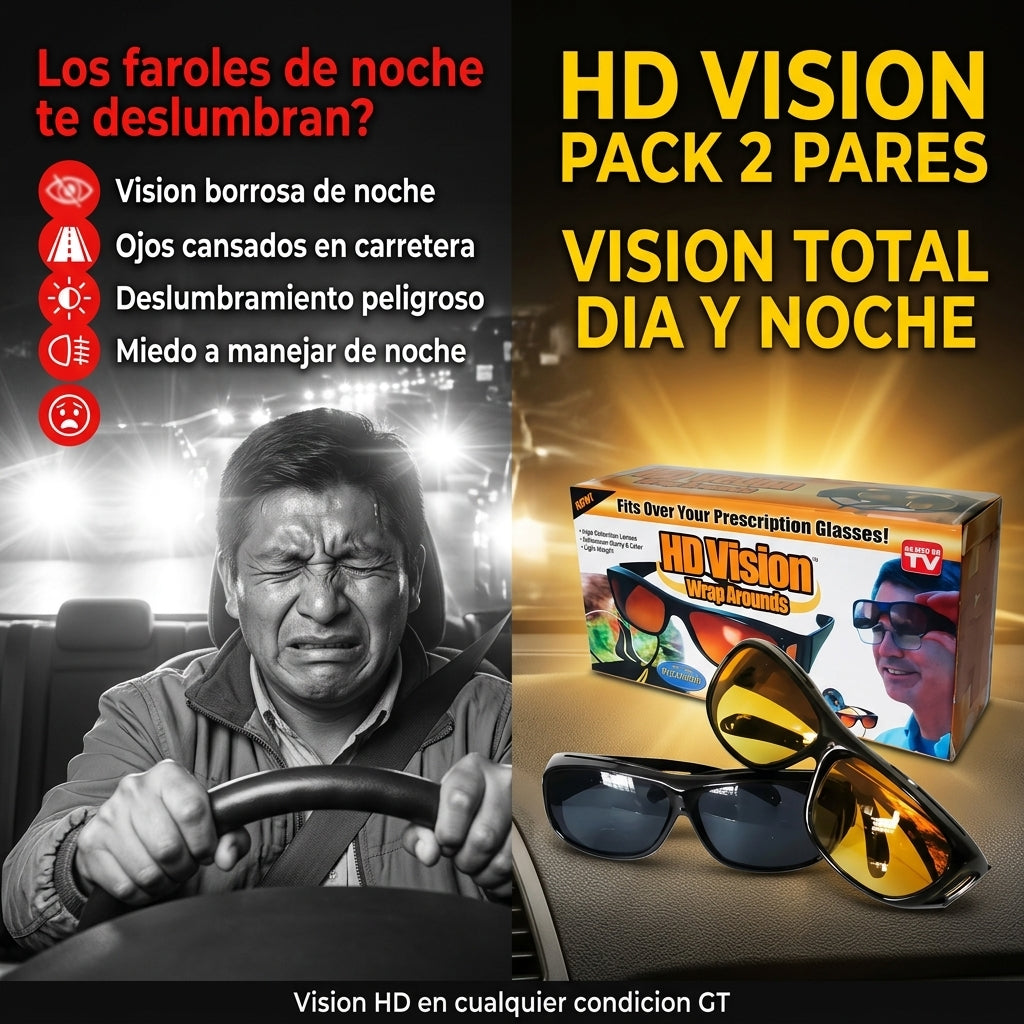 Gafas HD Vision Polarizadas Pack 2 Pares |  Vision Clara de Dia y de Noche al Manejar |  Filtran Deslumbramiento Nocturno |  Envio Express Guatemala