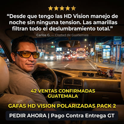 Gafas HD Vision Polarizadas Pack 2 Pares |  Vision Clara de Dia y de Noche al Manejar |  Filtran Deslumbramiento Nocturno |  Envio Express Guatemala