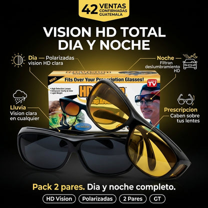Gafas HD Vision Polarizadas Pack 2 Pares |  Vision Clara de Dia y de Noche al Manejar |  Filtran Deslumbramiento Nocturno |  Envio Express Guatemala
