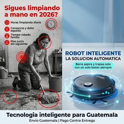 Aspiradora Robot Inteligente 3 en 1 |  Barre Aspira y Trapea Automatico |  Un Solo Boton Sin Esfuerzo |  Envio Express Guatemala
