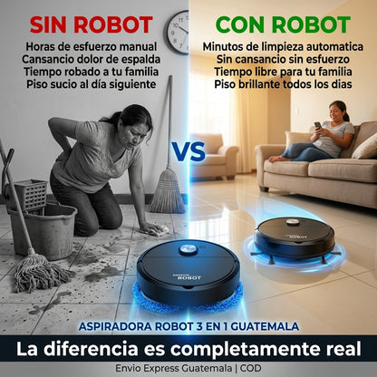 Aspiradora Robot Inteligente 3 en 1 |  Barre Aspira y Trapea Automatico |  Un Solo Boton Sin Esfuerzo |  Envio Express Guatemala