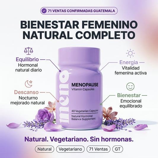 Menopause Meno Suplemento Natural |  Equilibrio Hormonal Femenino |  Sin Hormonas Artificiales |  40 Capsulas | Envio Express Guatemala