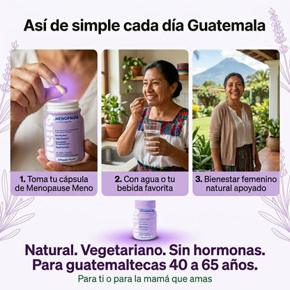 Menopause Meno Suplemento Natural |  Equilibrio Hormonal Femenino |  Sin Hormonas Artificiales |  40 Capsulas | Envio Express Guatemala