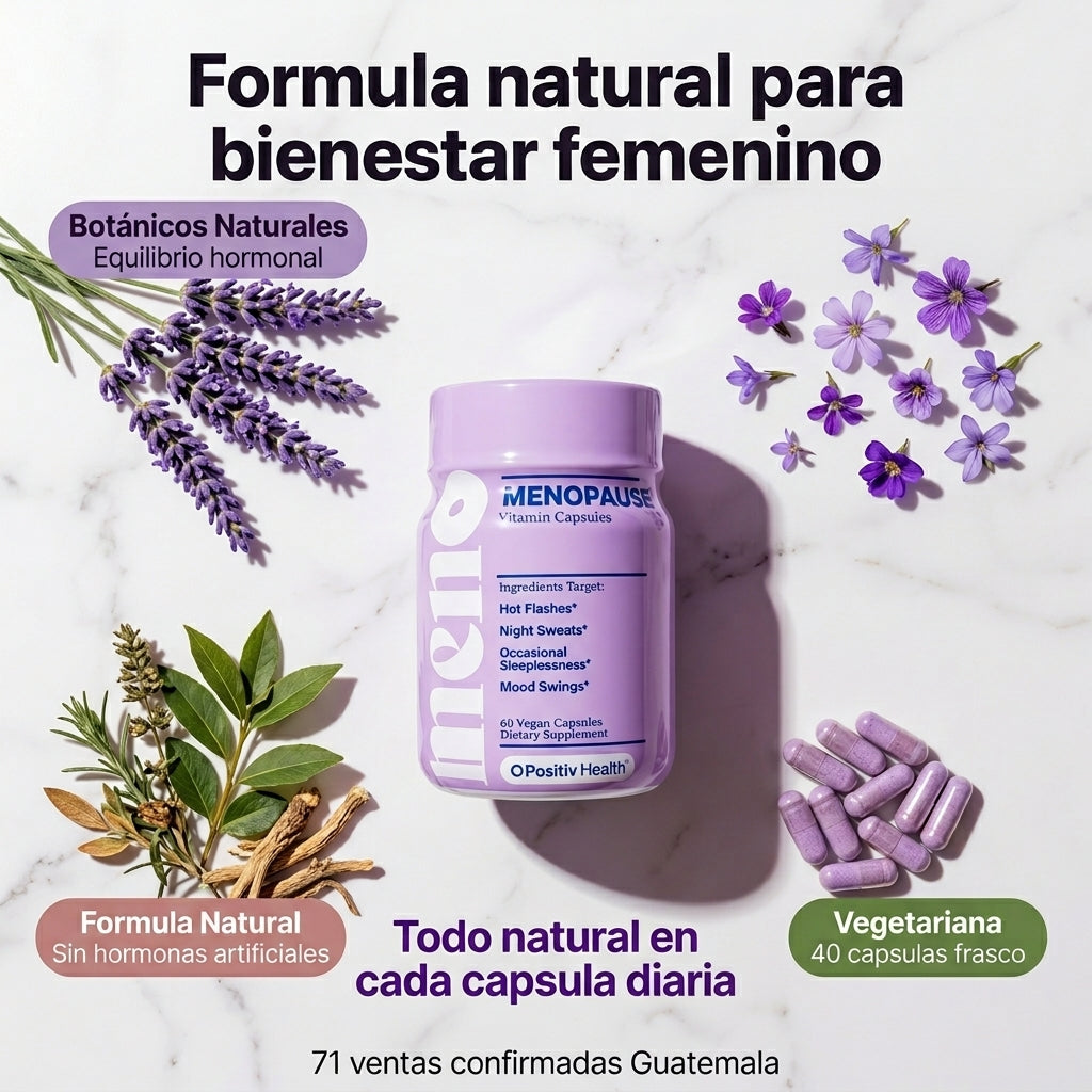 Menopause Meno Suplemento Natural |  Equilibrio Hormonal Femenino |  Sin Hormonas Artificiales |  40 Capsulas | Envio Express Guatemala