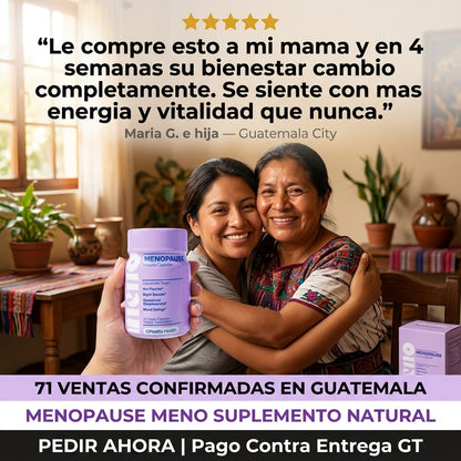 Menopause Meno Suplemento Natural |  Equilibrio Hormonal Femenino |  Sin Hormonas Artificiales |  40 Capsulas | Envio Express Guatemala