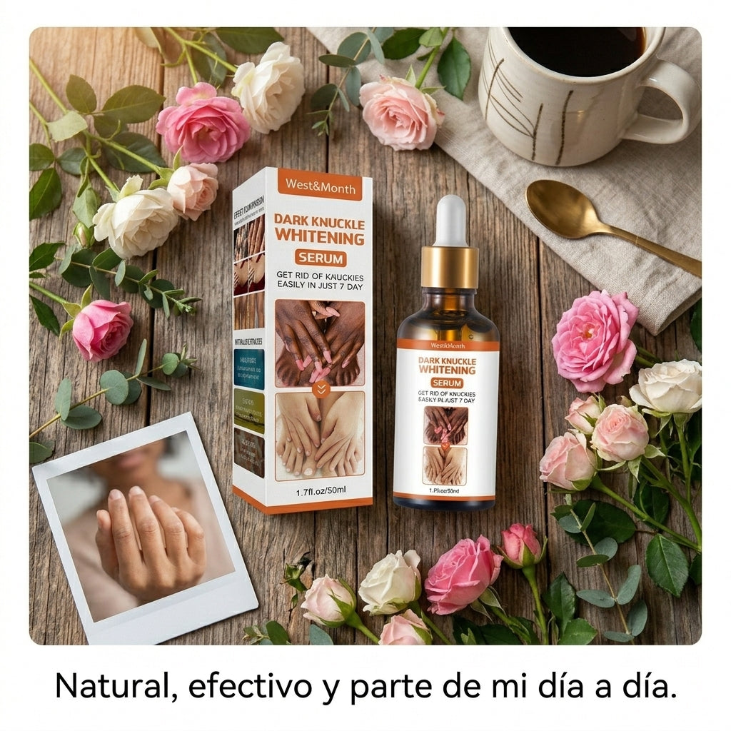 Recupera la confianza en tus manos con un sérum natural que aclara, hidrata y suaviza los nudillos en solo 7 días.”