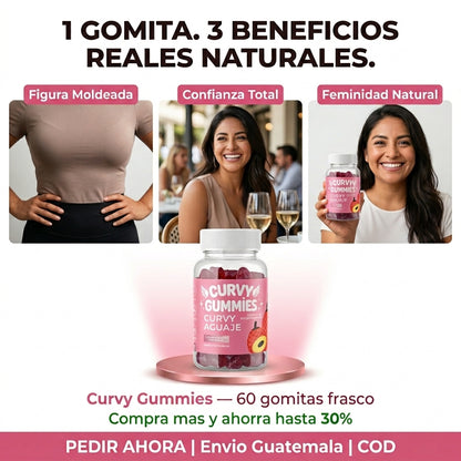 Curvy Gummies Aguaje y Fenogreco 60  Gomitas | Curvas Naturales Sin Hormonas  | Fitoestrógenos Naturales | Envio  Express Guatemala