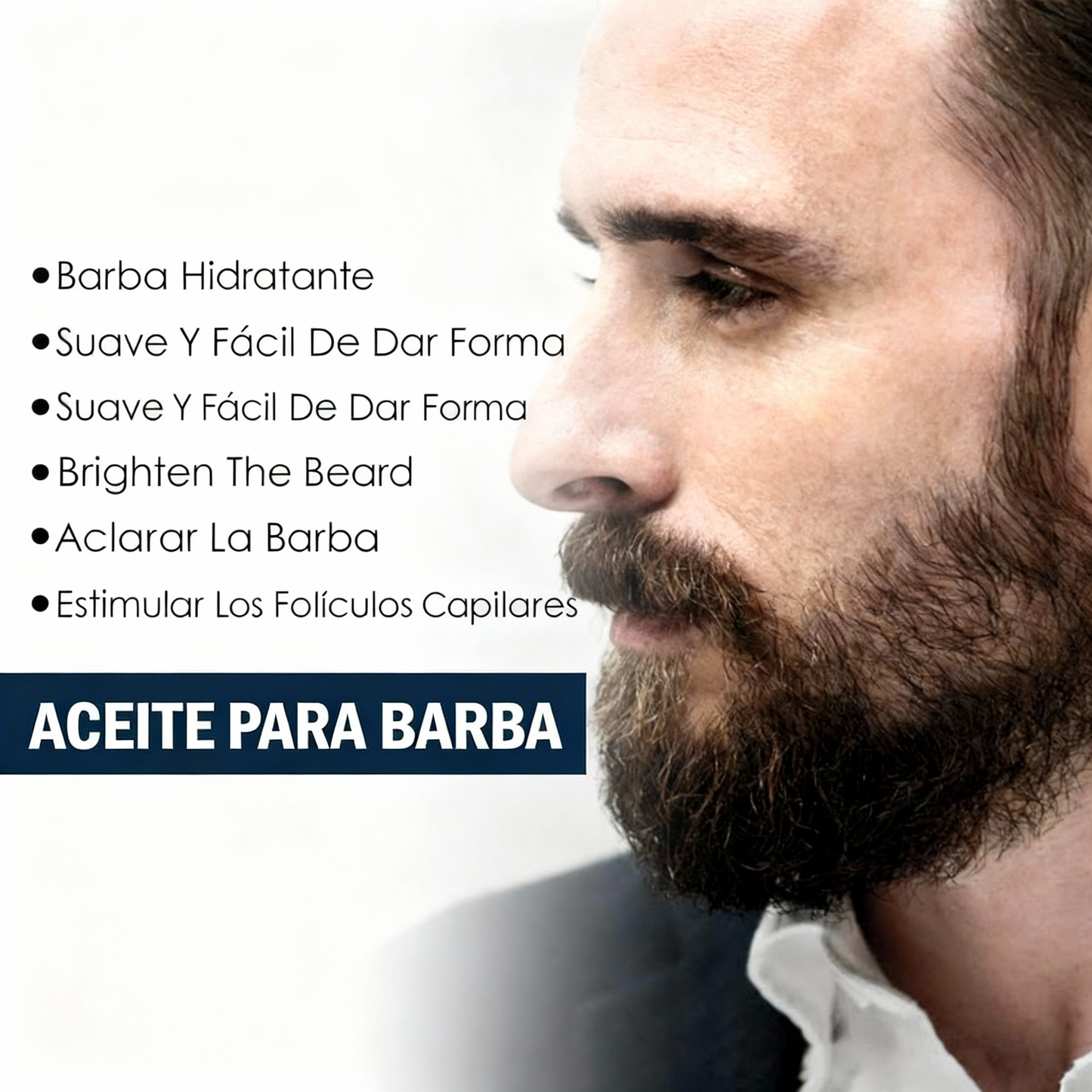 Aceite Nutritivo para Crecimiento de Barba Natural, Barba Más Fuerte y Densa