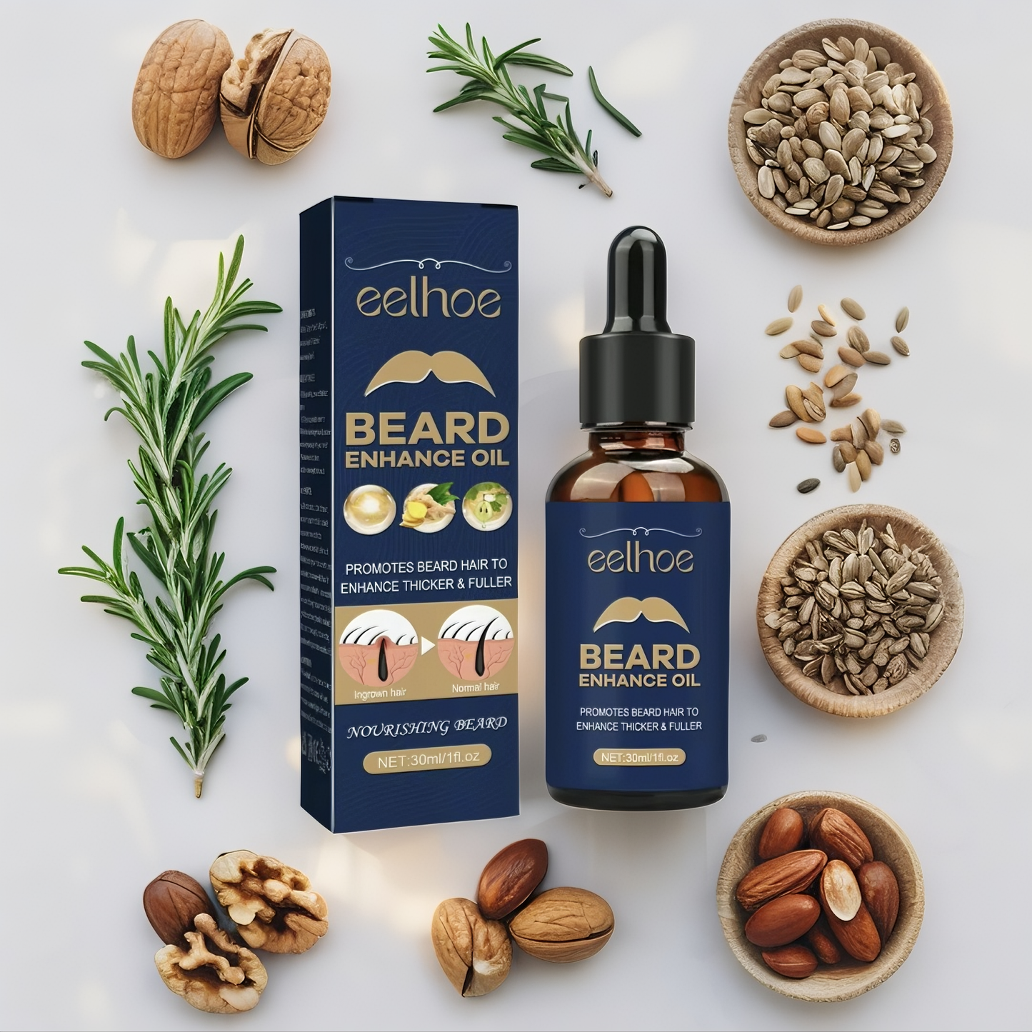 Aceite Nutritivo para Crecimiento de Barba Natural, Barba Más Fuerte y Densa