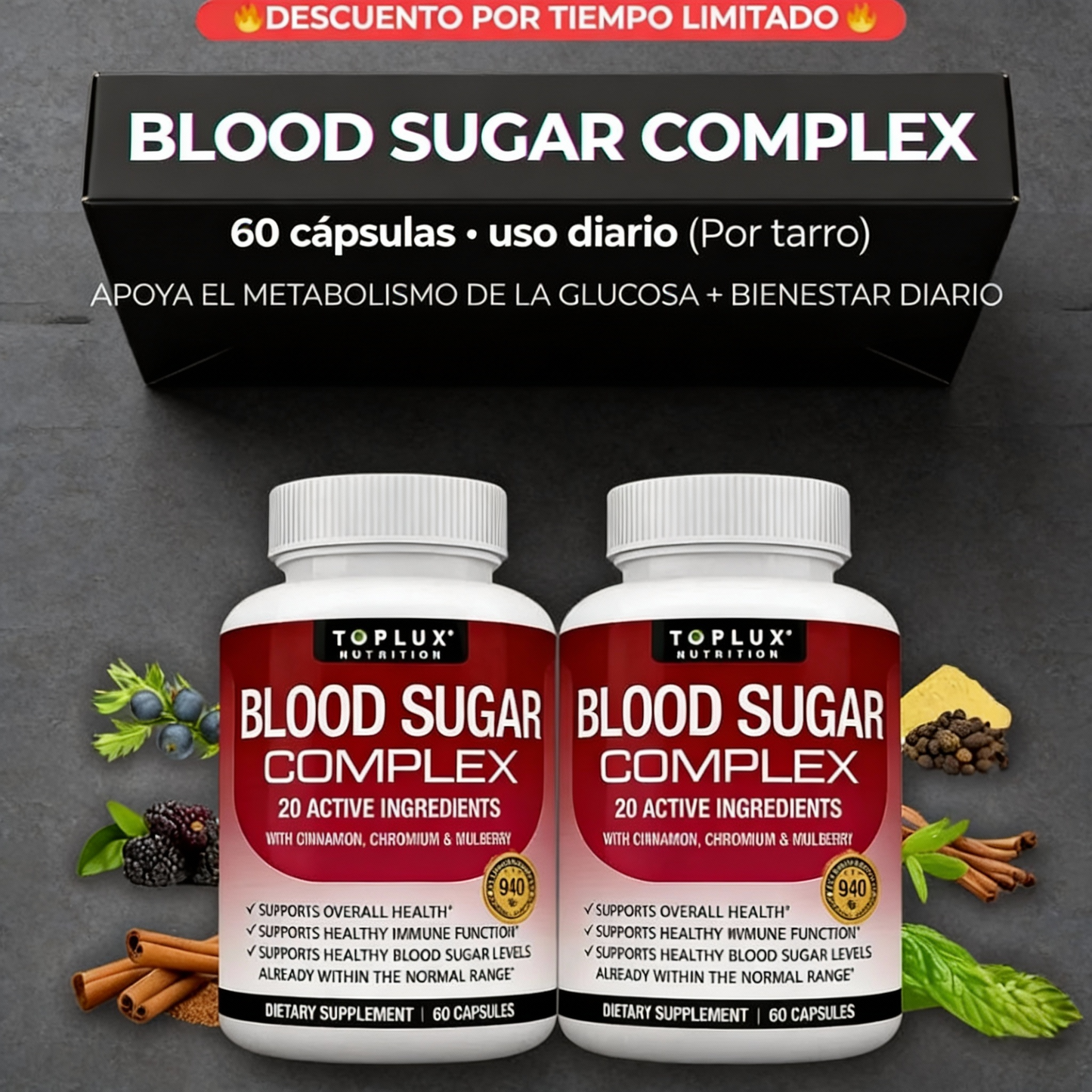 BLOOD SUGAR COMPLEX – CONTROL DEL AZUCAR EN LA SANGRE🩸 PAGUE 1 LLEVE 2