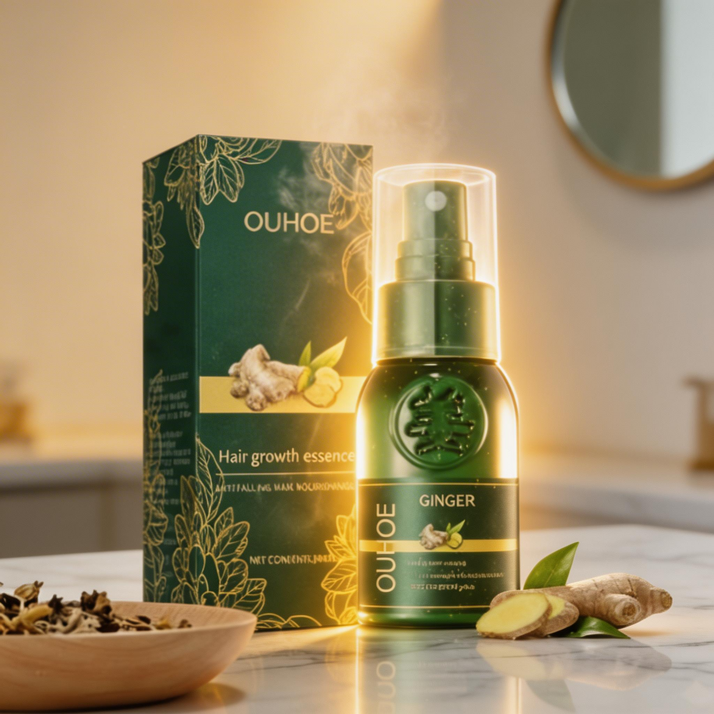 “OUHOE Ginger Hair Growth Essence – Fuerza Natural para tu Cabello – Nutrición y Crecimiento Capilar”